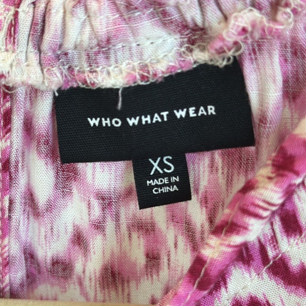 Who What Wear Pink Ikat Ruffle Sleeveless Dress. Size XS - Picture 4 of 8